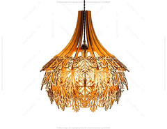 Maple leaves Hanging wooden chandelier lamp shade Pendant light template svg laser cut plywood Cut Files |#U036|