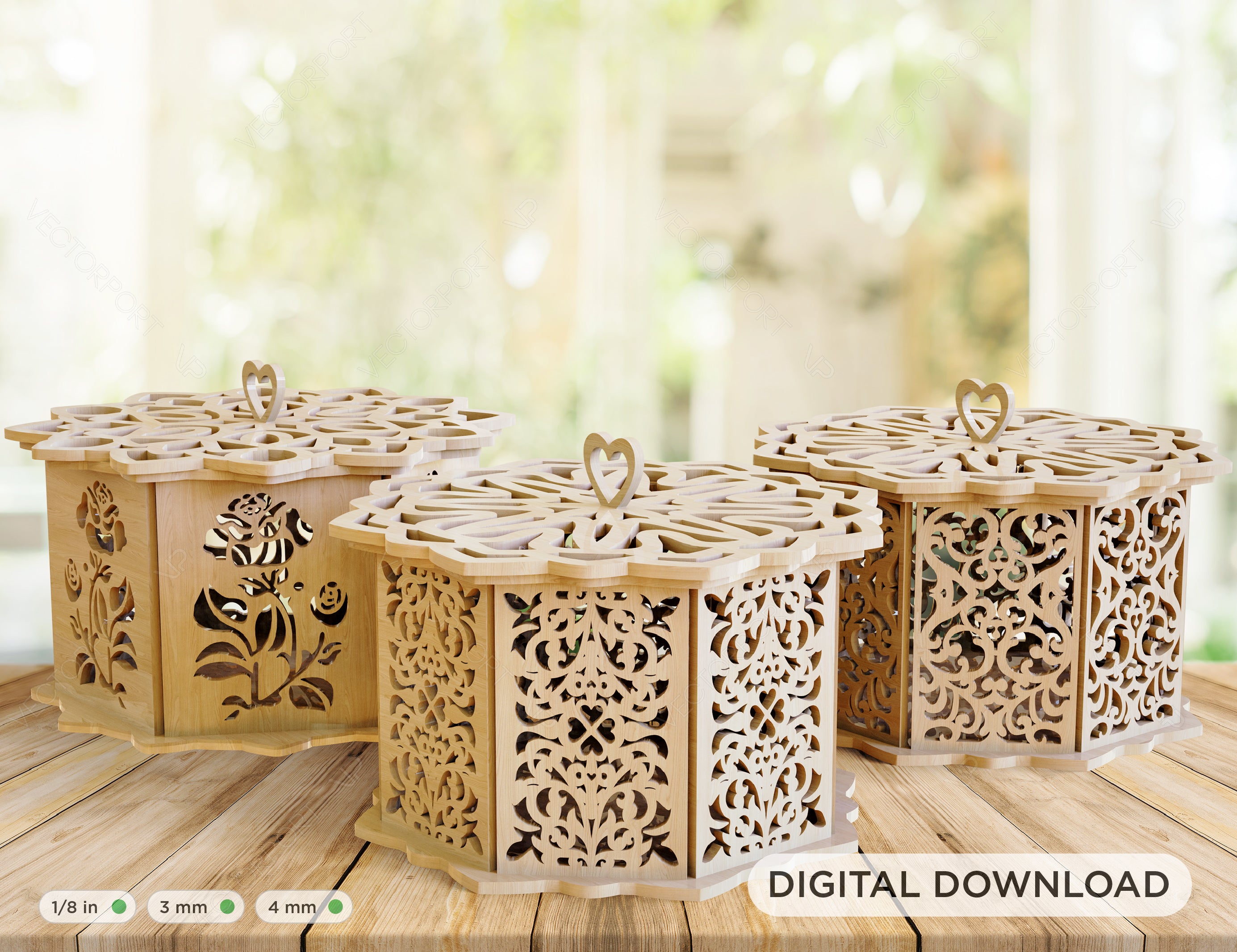 Laser Cut Decorative Wooden Gift box laser cut jeweler case | SVG, DXF, AI |#037|