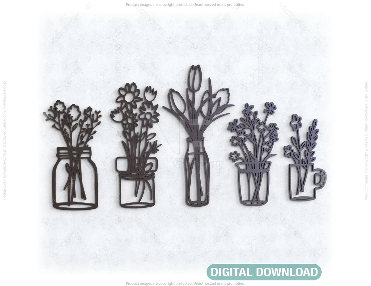 Home office Laser Cut Metal Flower Pot Wall Art Plant Decor Metal |#U037|