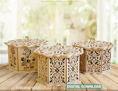 Laser Cut Decorative Wooden Gift box laser cut jeweler case | SVG, DXF, AI |#037|