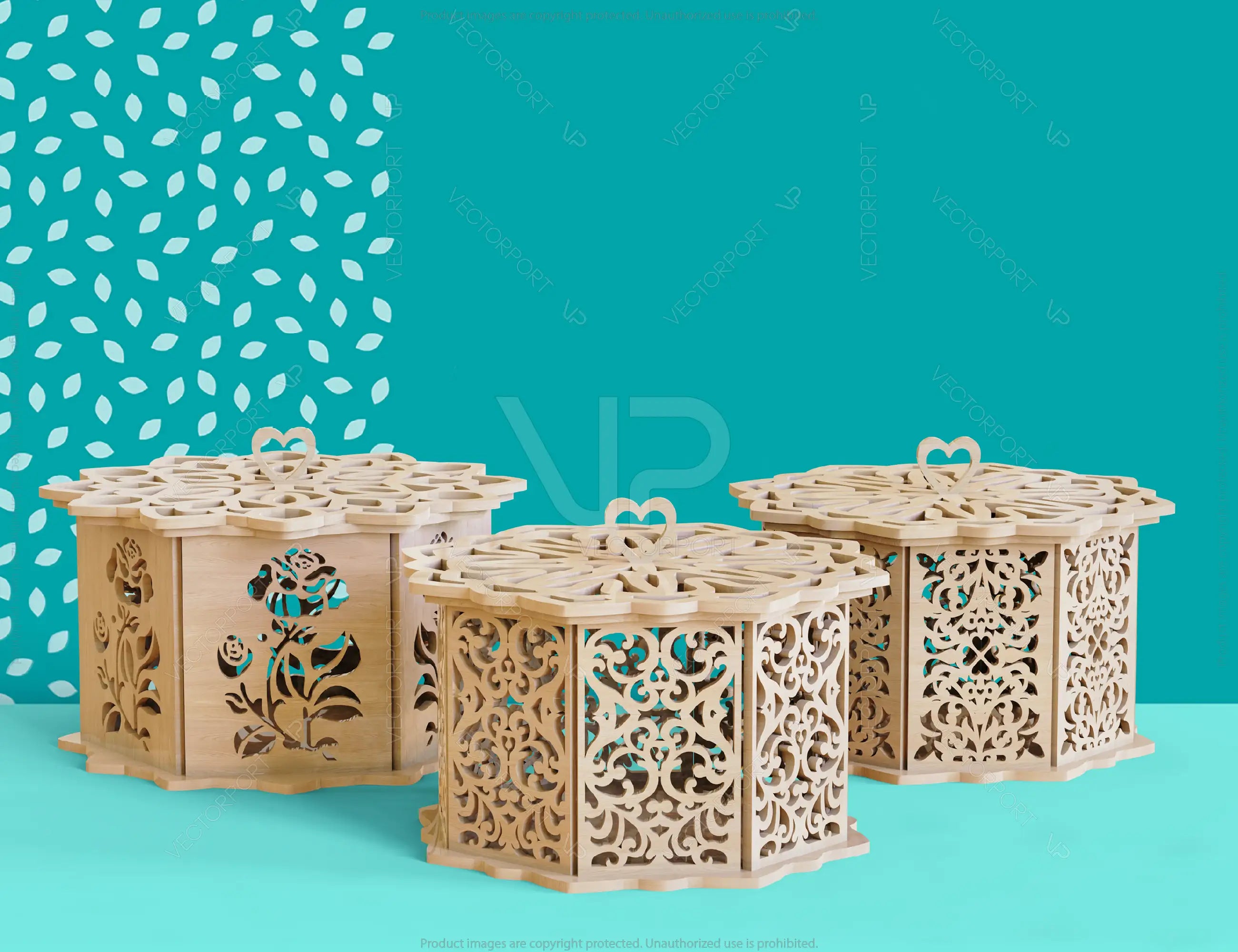 Laser Cut Decorative Wooden Gift box laser cut jeweler case | SVG, DXF, AI |#037|