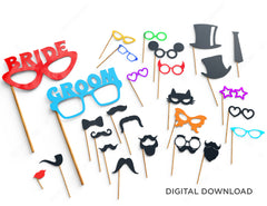 Birthday Mustache glasses and spectacles party props | SVG, DXF, AI |#038|