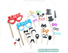 Birthday Mustache glasses and spectacles party props | SVG, DXF, AI |#038|
