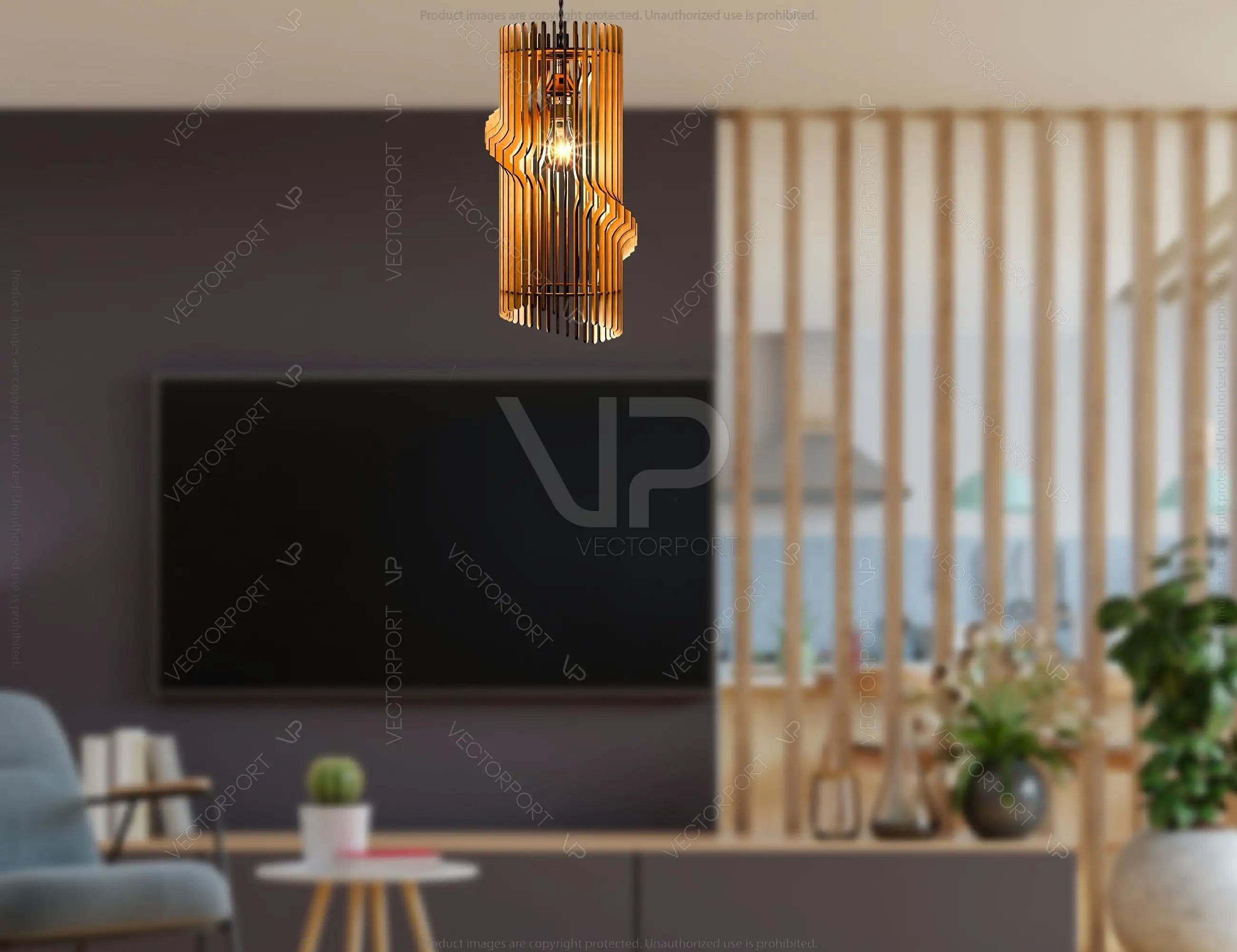 Cylinder Modern Elegant Hanging wooden chandelier lamp shade Pendant light template svg laser cut plywood |#U038|