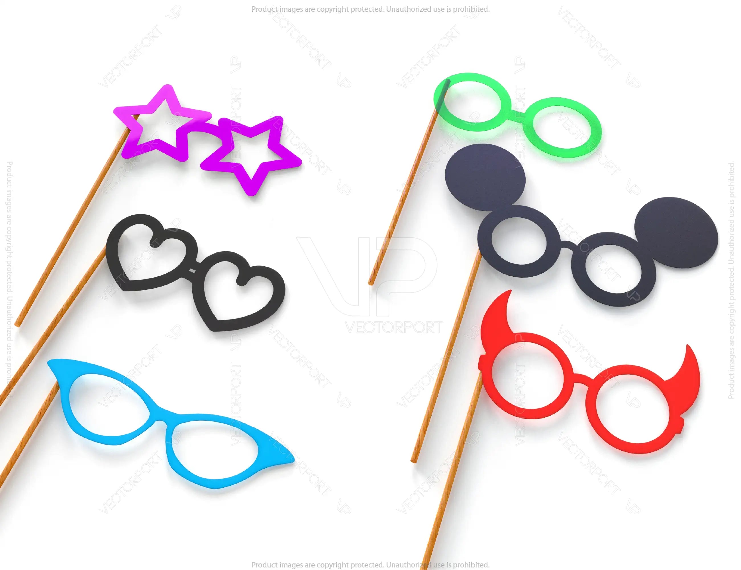 Birthday Mustache glasses and spectacles party props | SVG, DXF, AI |#038|