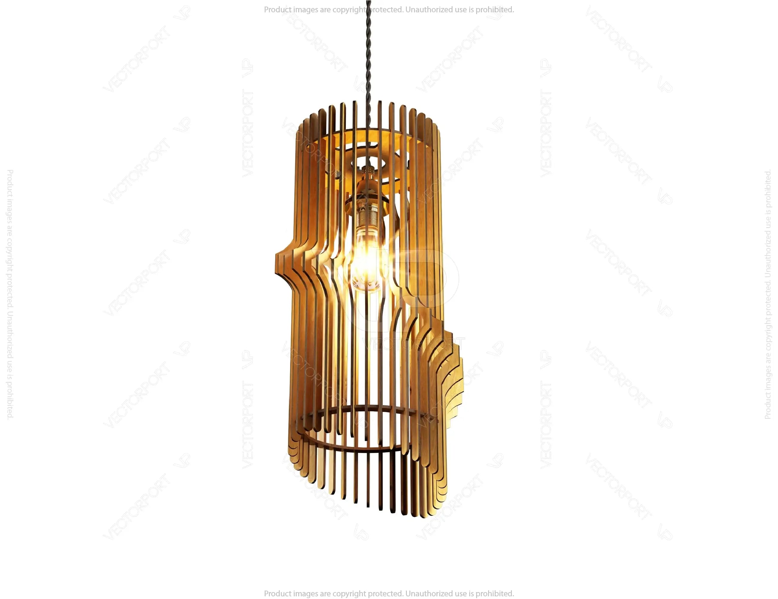 Cylinder Modern Elegant Hanging wooden chandelier lamp shade Pendant light template svg laser cut plywood |#U038|