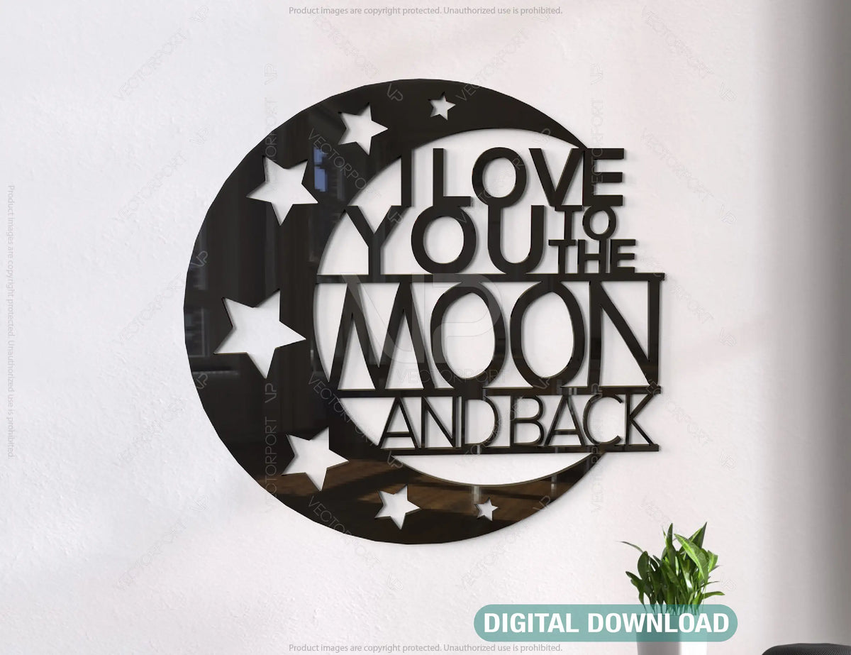 I Love You to the Moon and Back Wall Decor Mandala | SVG, DXF, AI |#039|