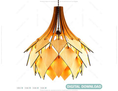 Scandinavian Pine Cone Hanging wooden chandelier lamp shade Pendant light template svg laser cut plywood Cut Files |#U041|