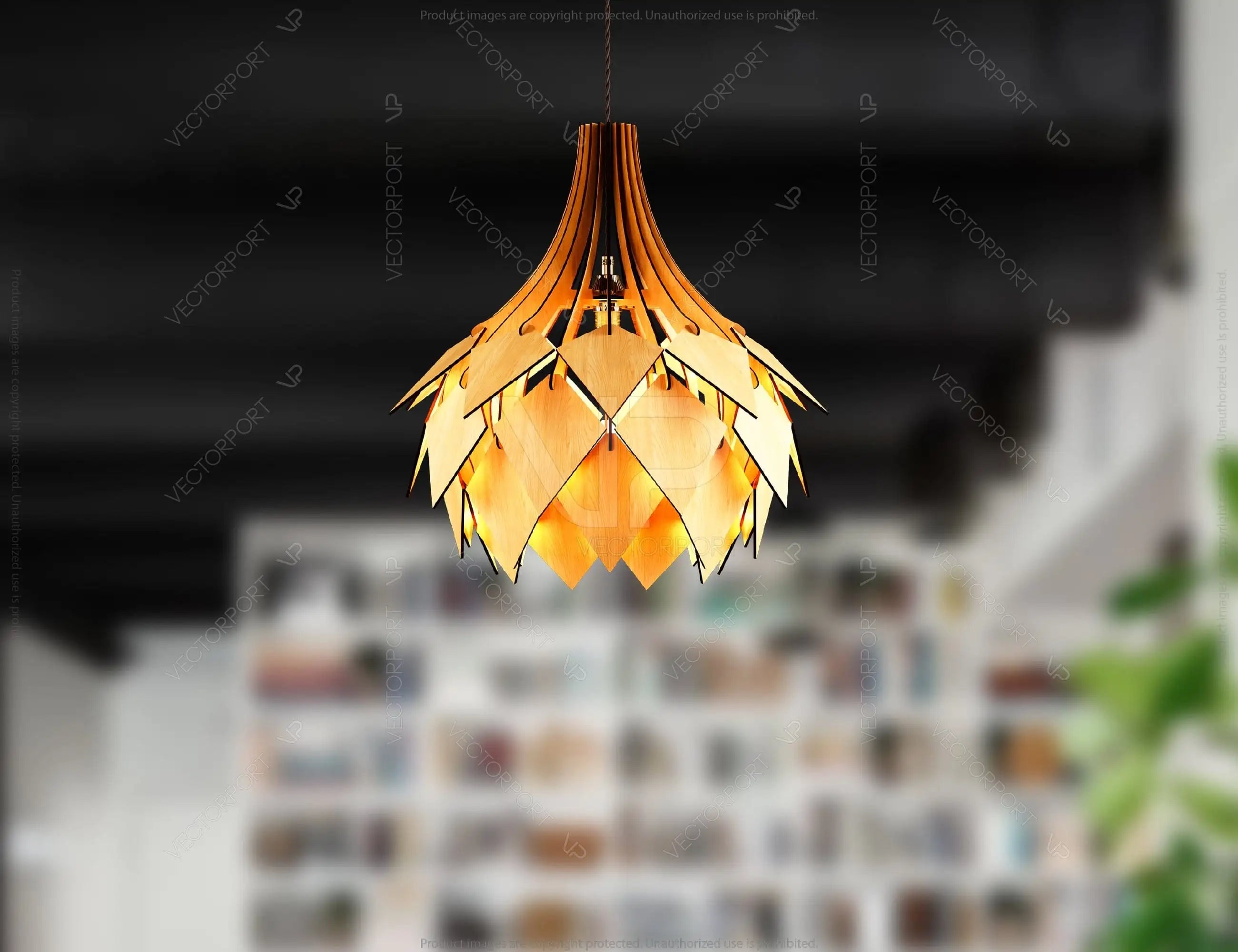 Scandinavian Pine Cone Hanging wooden chandelier lamp shade Pendant light template svg laser cut plywood Cut Files |#U041|