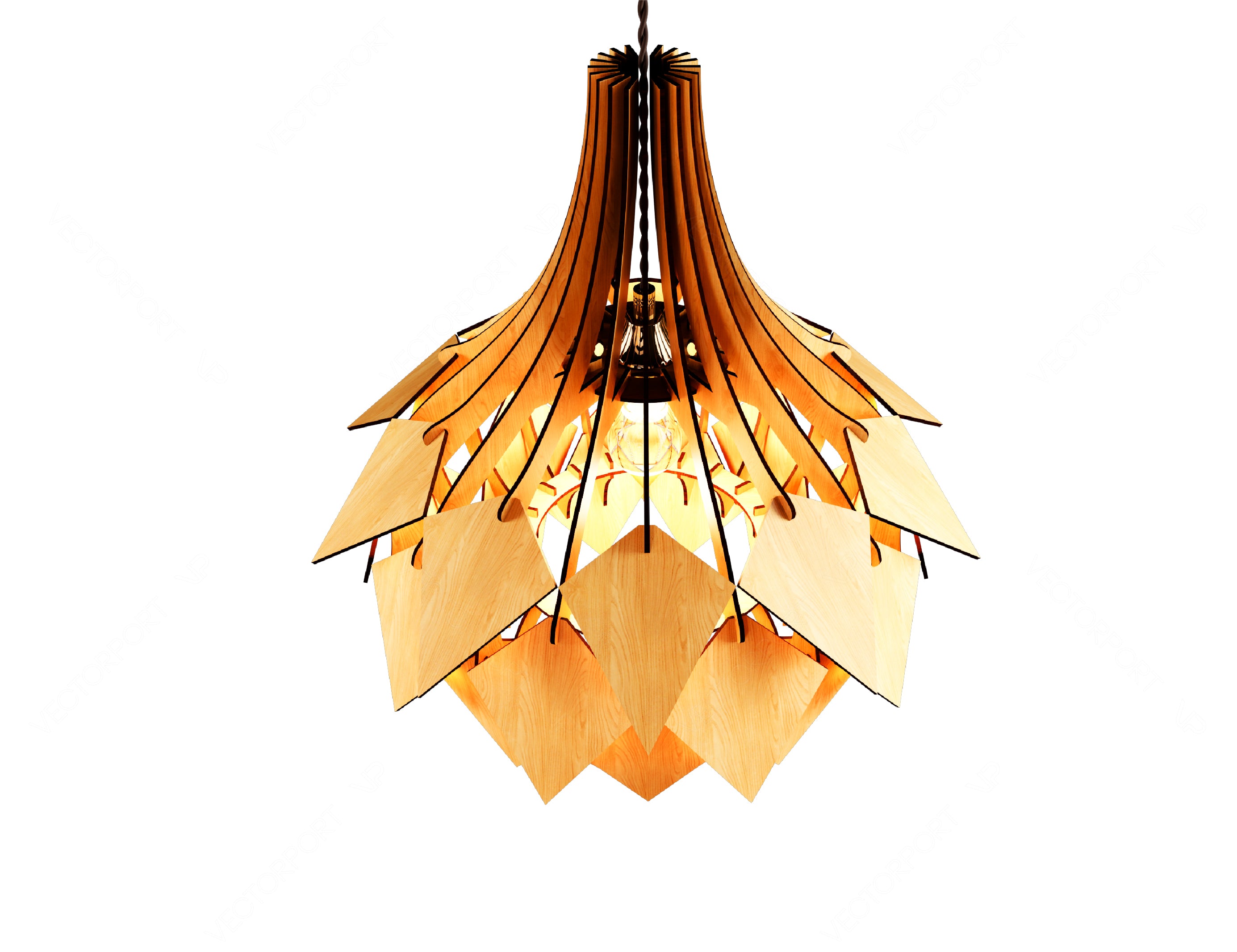 Scandinavian Pine Cone Hanging wooden chandelier lamp shade Pendant light template svg laser cut 1/8 inch plywood Cut Files |#U041|