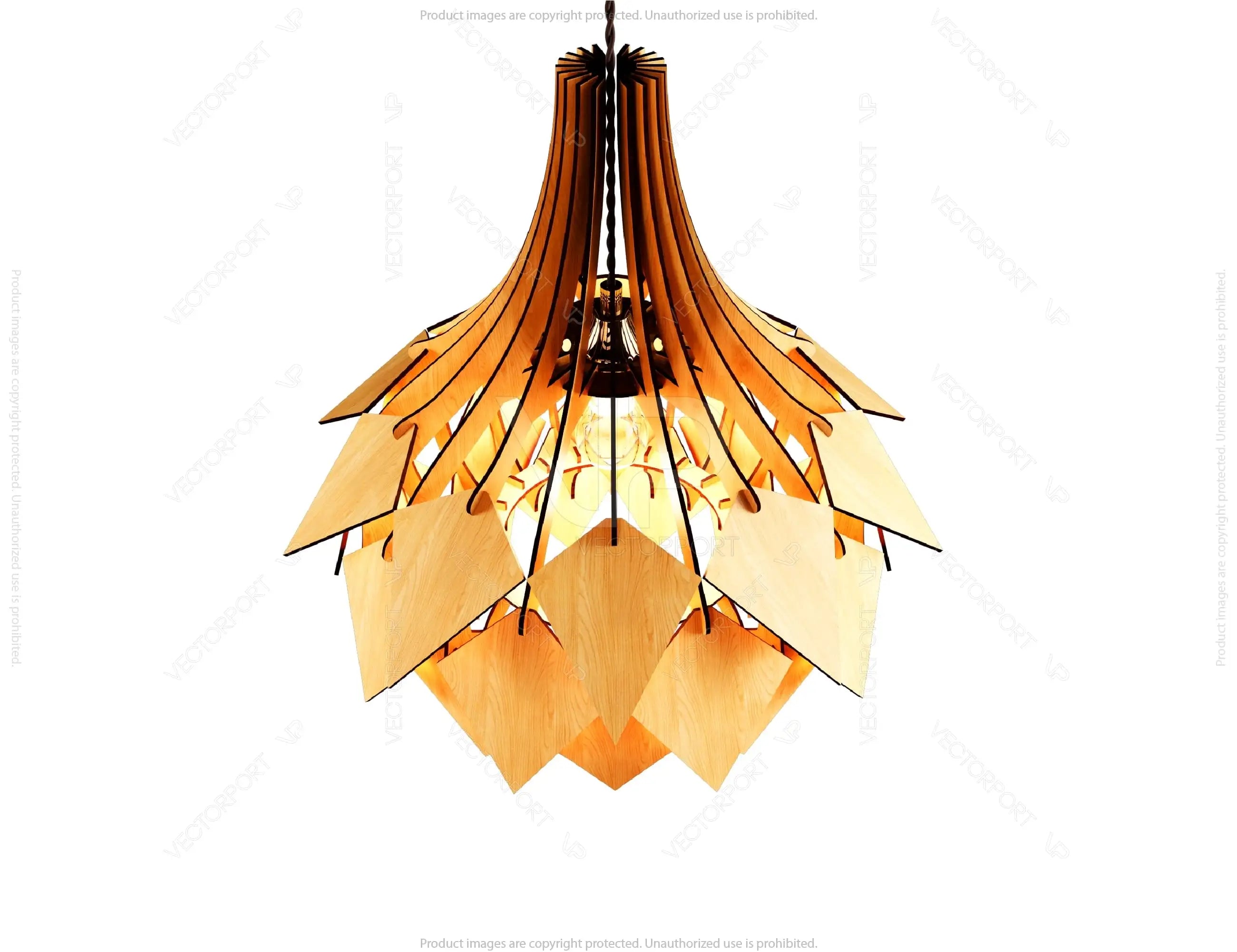 Scandinavian Pine Cone Hanging wooden chandelier lamp shade Pendant light template svg laser cut plywood Cut Files |#U041|