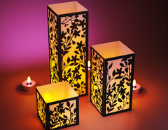 Papercut Floral Lantern Candle Holder SVG Laser Cut Lamp Tea light template Files |#U042|