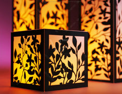 Papercut Floral Lantern Candle Holder SVG Laser Cut Lamp Tea light template Files |#U042|