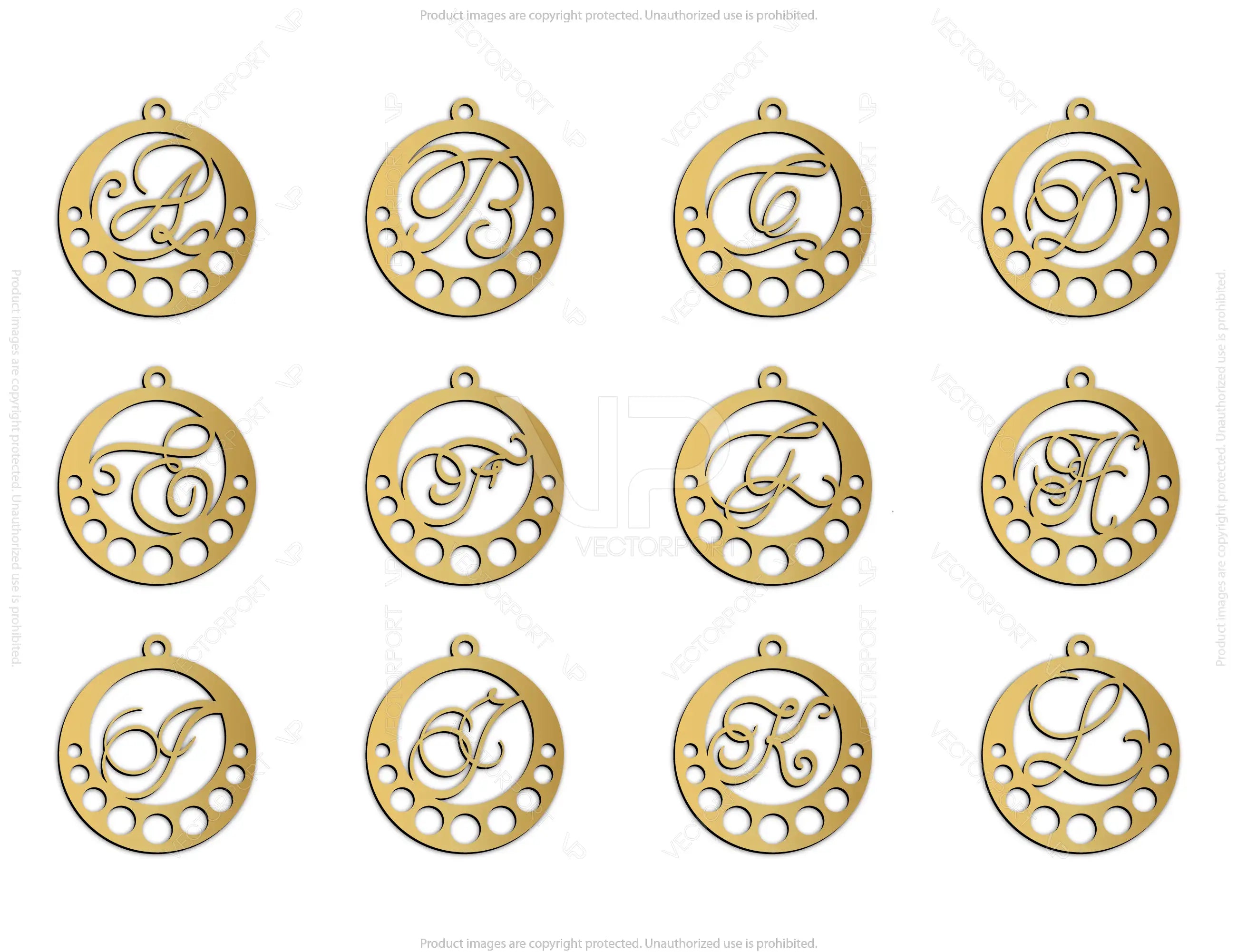 Elegant  Earrings decorative Alphabet Craft Jewelry Pendants Set laser cut | SVG, DXF, AI |#042|