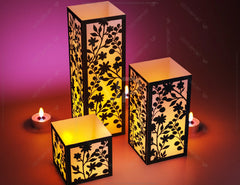 Papercut Floral Lantern Candle Holder SVG Laser Cut Lamp Tea light template Files |#U043|