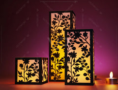 Papercut Floral Lantern Candle Holder SVG Laser Cut Lamp Tea light template Files |#U043|