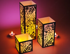 Papercut Floral Lantern Candle Holder SVG Laser Cut Lamp Tea light template Files |#U044|