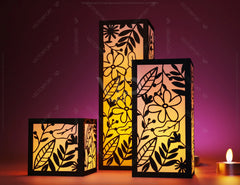 Papercut Floral Lantern Candle Holder SVG Laser Cut Lamp Tea light template Files |#U044|