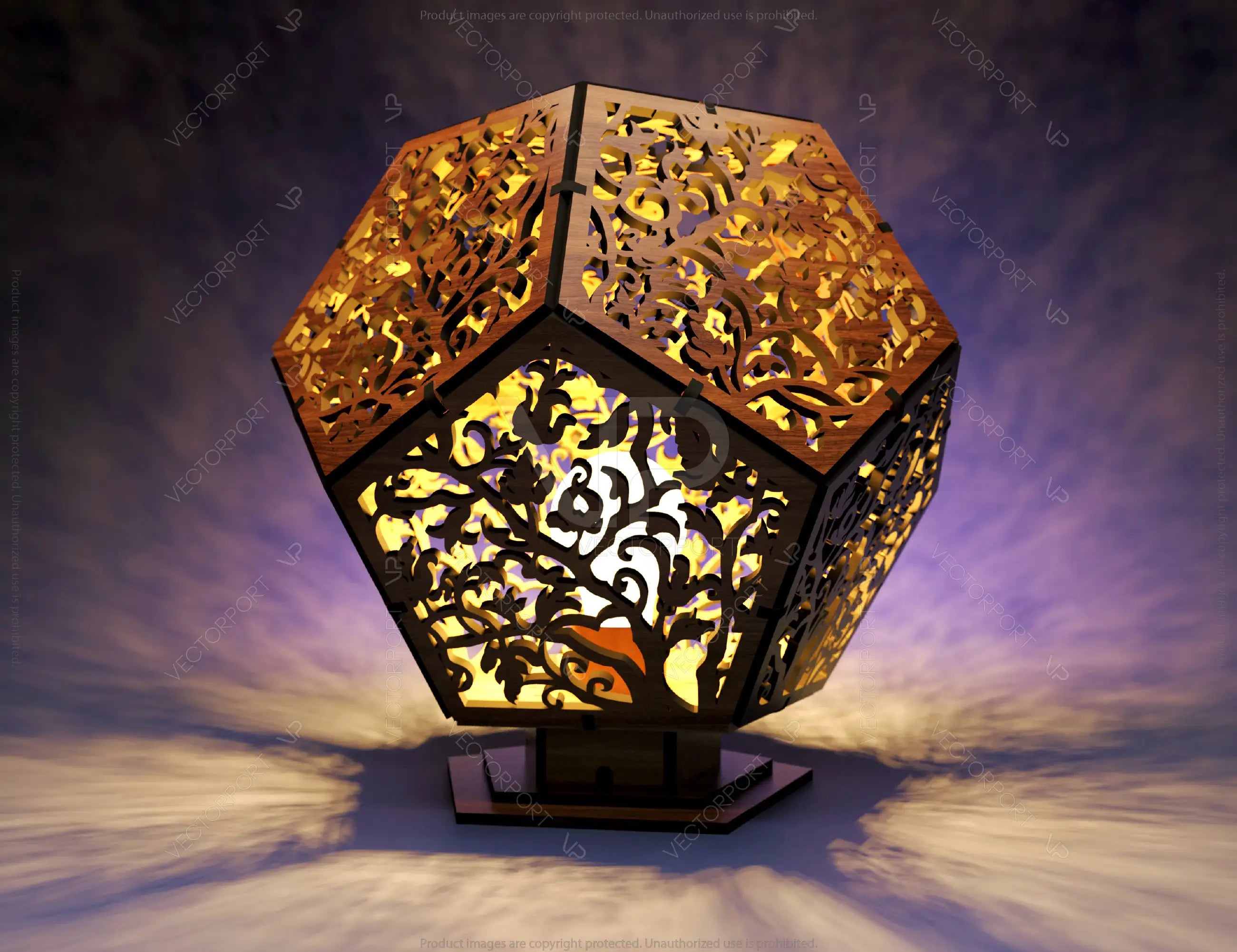 Decorative lasercut wood tree of life shadow lamp Tea light | SVG, DXF, AI |#044|