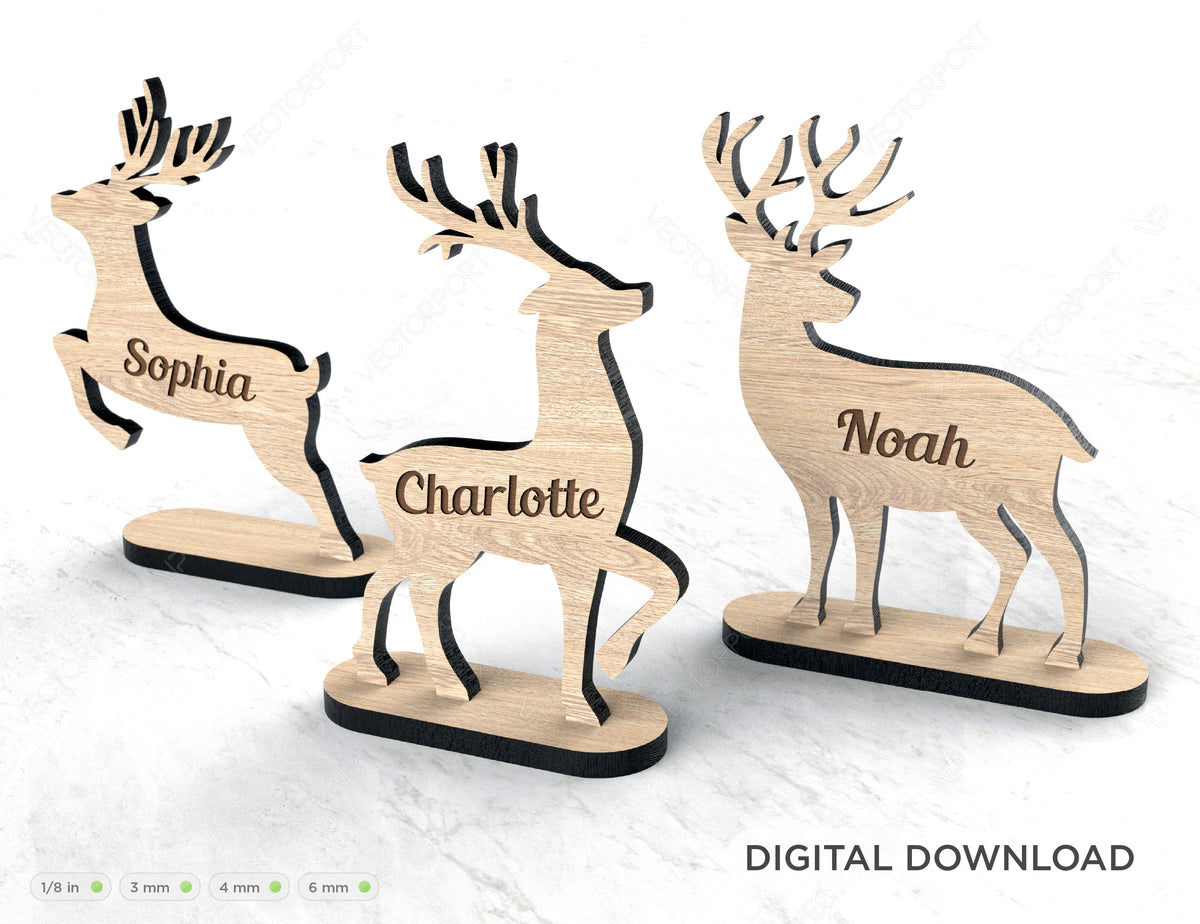 Christmas Standing Reindeer Personalized decorations Place | SVG, DXF, AI |#045|