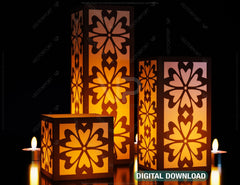 Papercut Floral Lantern Candle Holder SVG Laser Cut Lamp Tea light template Files |#U045|