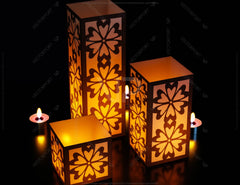 Papercut Floral Lantern Candle Holder SVG Laser Cut Lamp Tea light template Files |#U045|