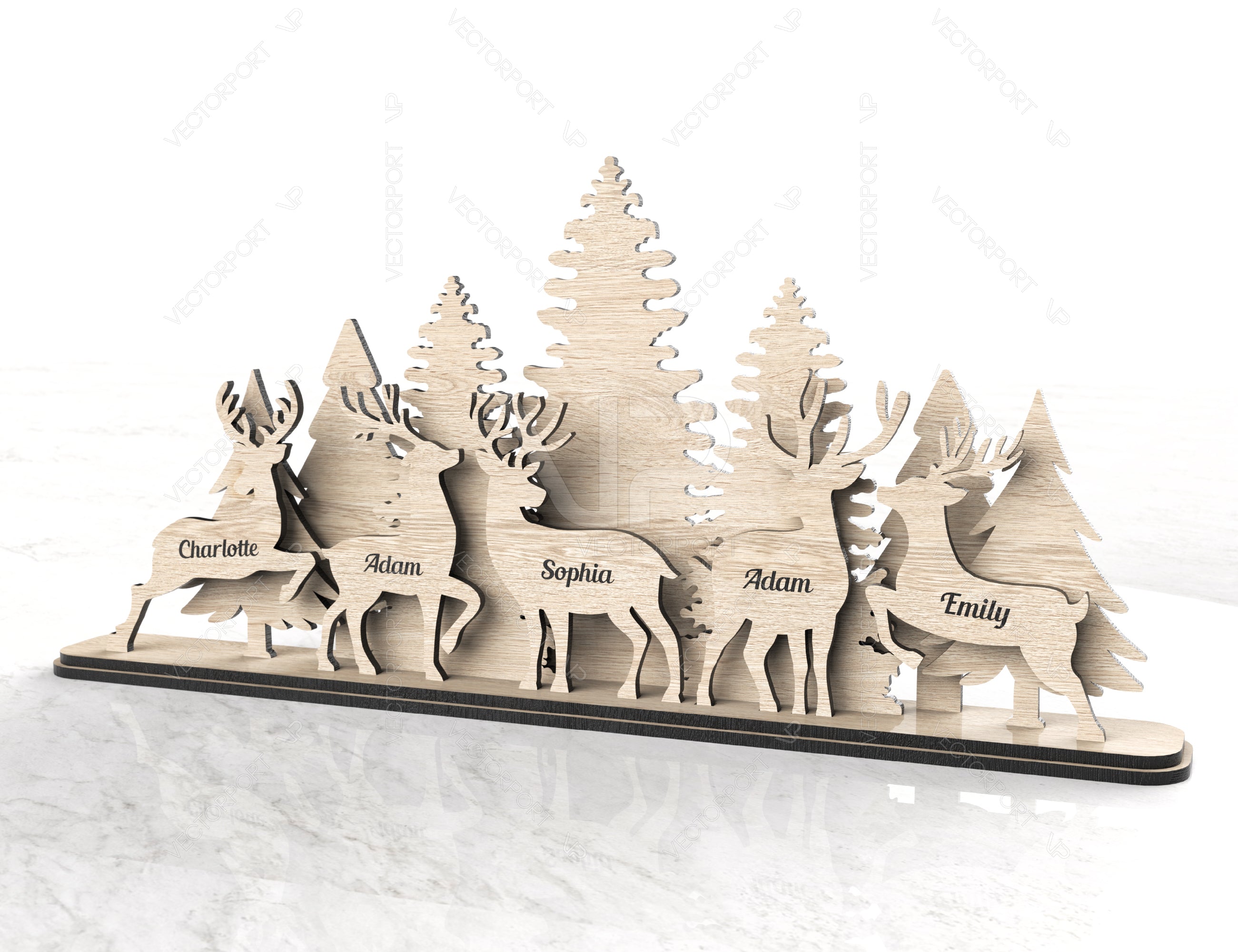 Christmas Personalized Standing Reindeer decorations Place | SVG, DXF, AI |#045|