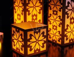 Papercut Floral Lantern Candle Holder SVG Laser Cut Lamp Tea light template Files |#U045|