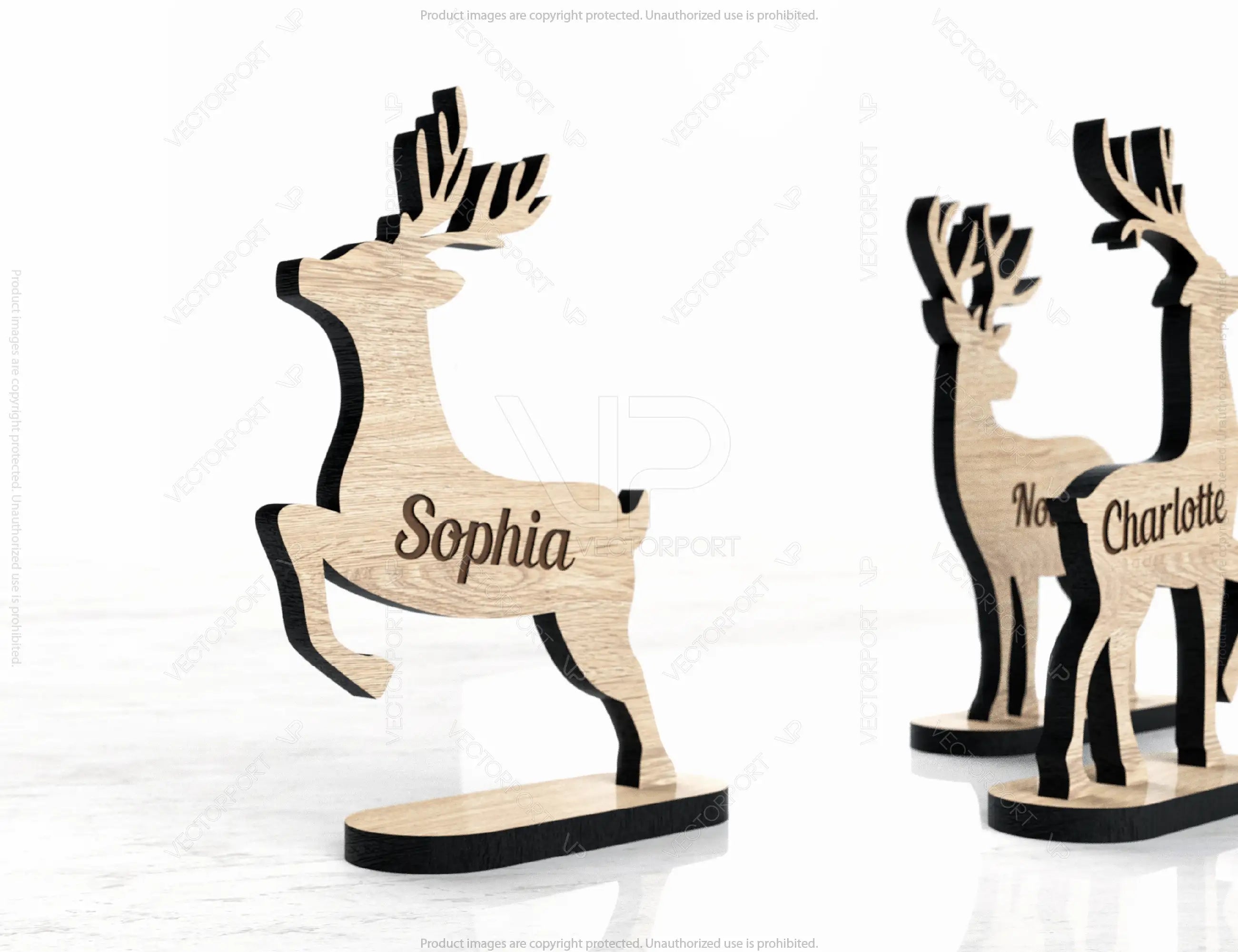 Christmas Personalized Standing Reindeer decorations Place | SVG, DXF, AI |#045|