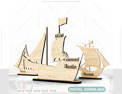 Sailing Ship Personalized  Laser Cut Table Decor Vector | SVG, DXF, AI |#046|