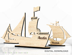 Sailing Ship Laser Cut Table Decor Vector Personalized | SVG, DXF, AI |#046|