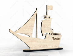 Sailing Ship Personalized  Laser Cut Table Decor Vector | SVG, DXF, AI |#046|