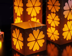 Papercut Floral Lantern Candle Holder SVG Laser Cut Lamp Tea light template Files |#U046|