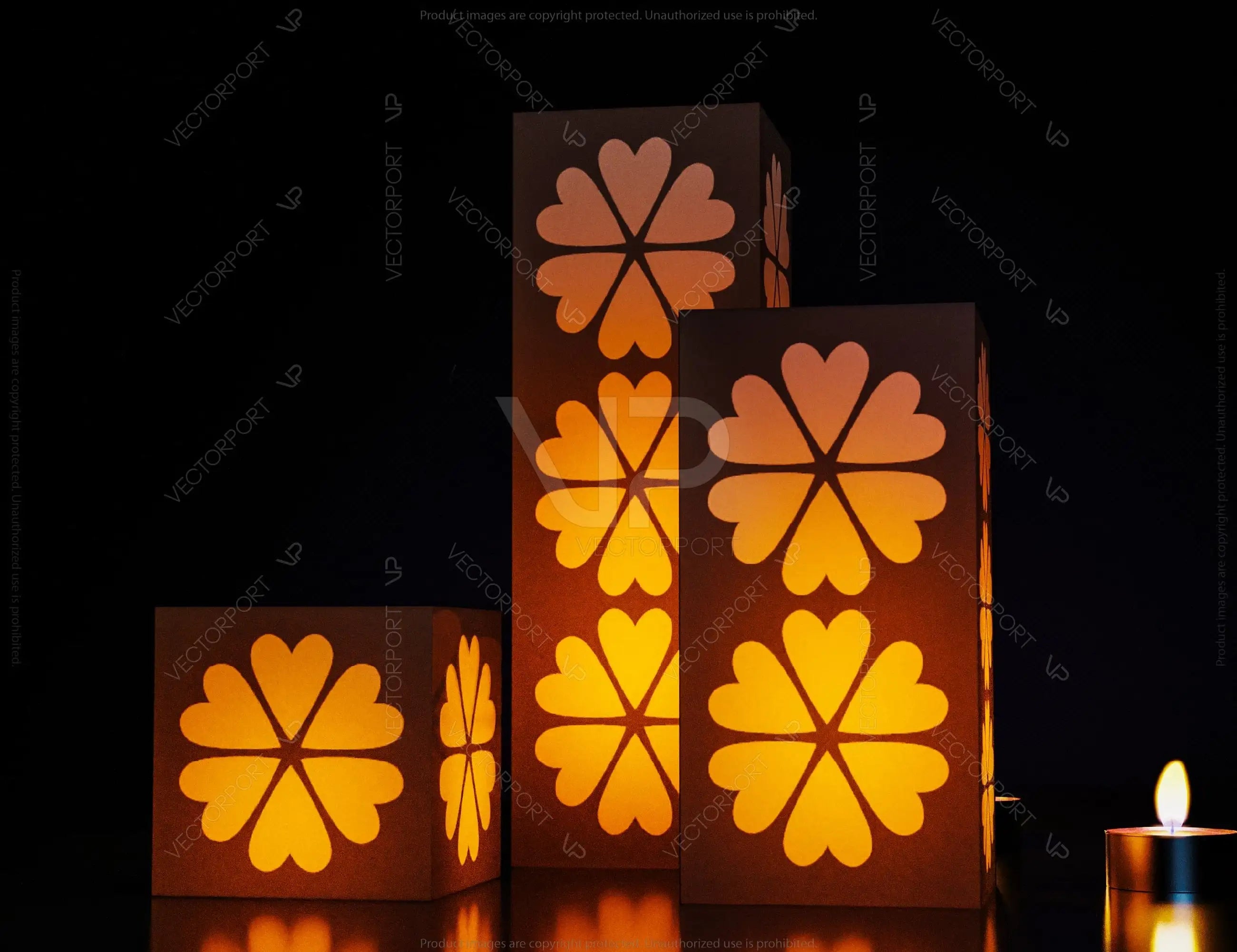 Papercut Floral Lantern Candle Holder SVG Laser Cut Lamp Tea light template Files |#U046|