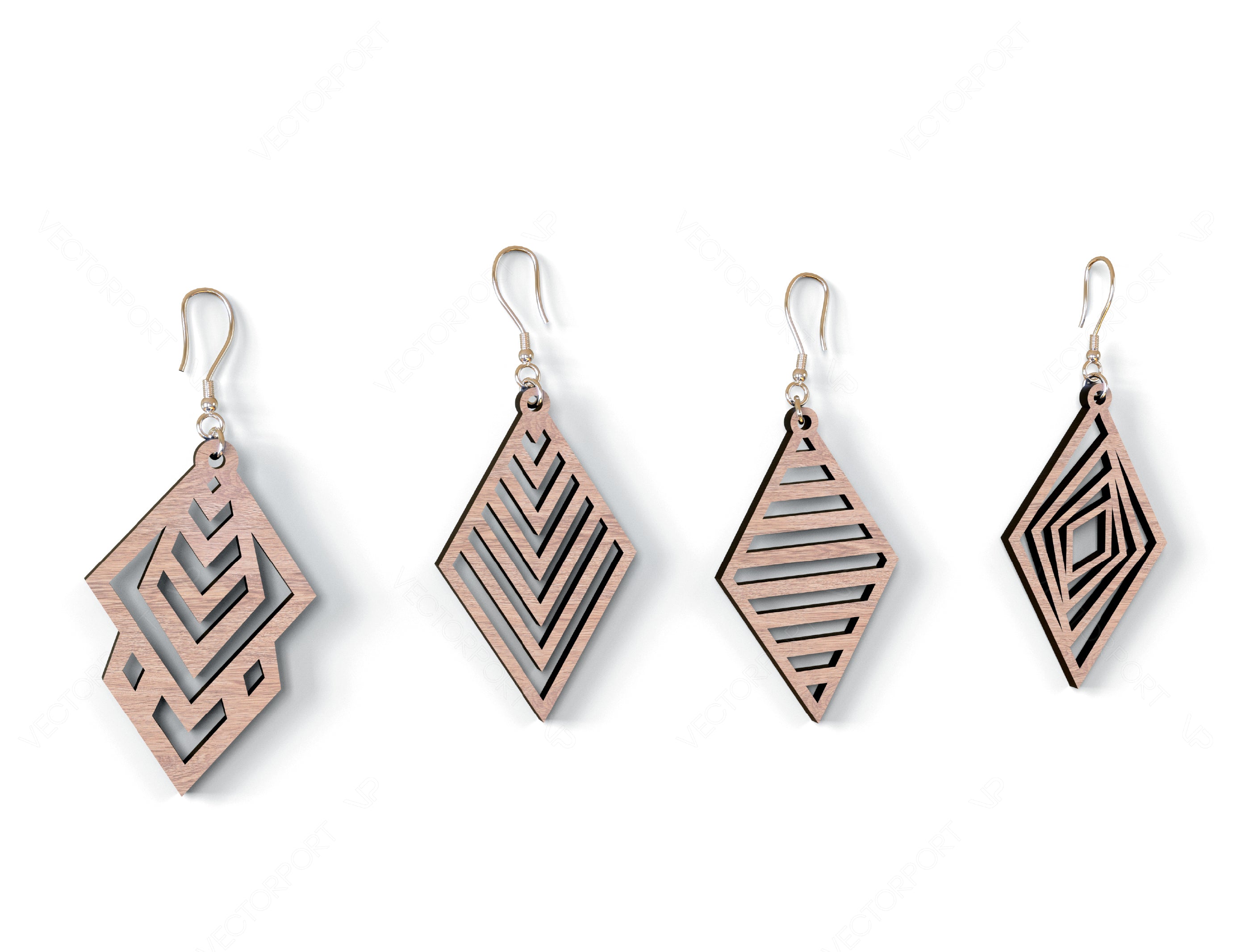 Elegant Geometric Earrings decorative Craft Jewelry Pendants Set laser cut | SVG, DXF, AI |#047|