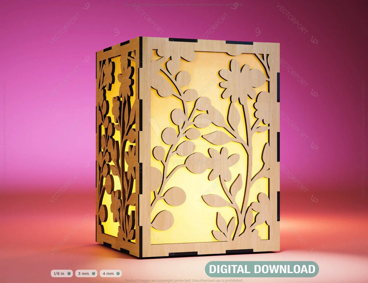 Flower Leaves Candle Holder Laser Cut Lamp wood Tea light Lantern Votive Gift SVG |#U048|
