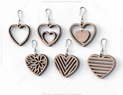 Heart Earring Svg 30 styles Glowforge Cricut Jewelry Pendants  laser cut | SVG, DXF, AI |#048|