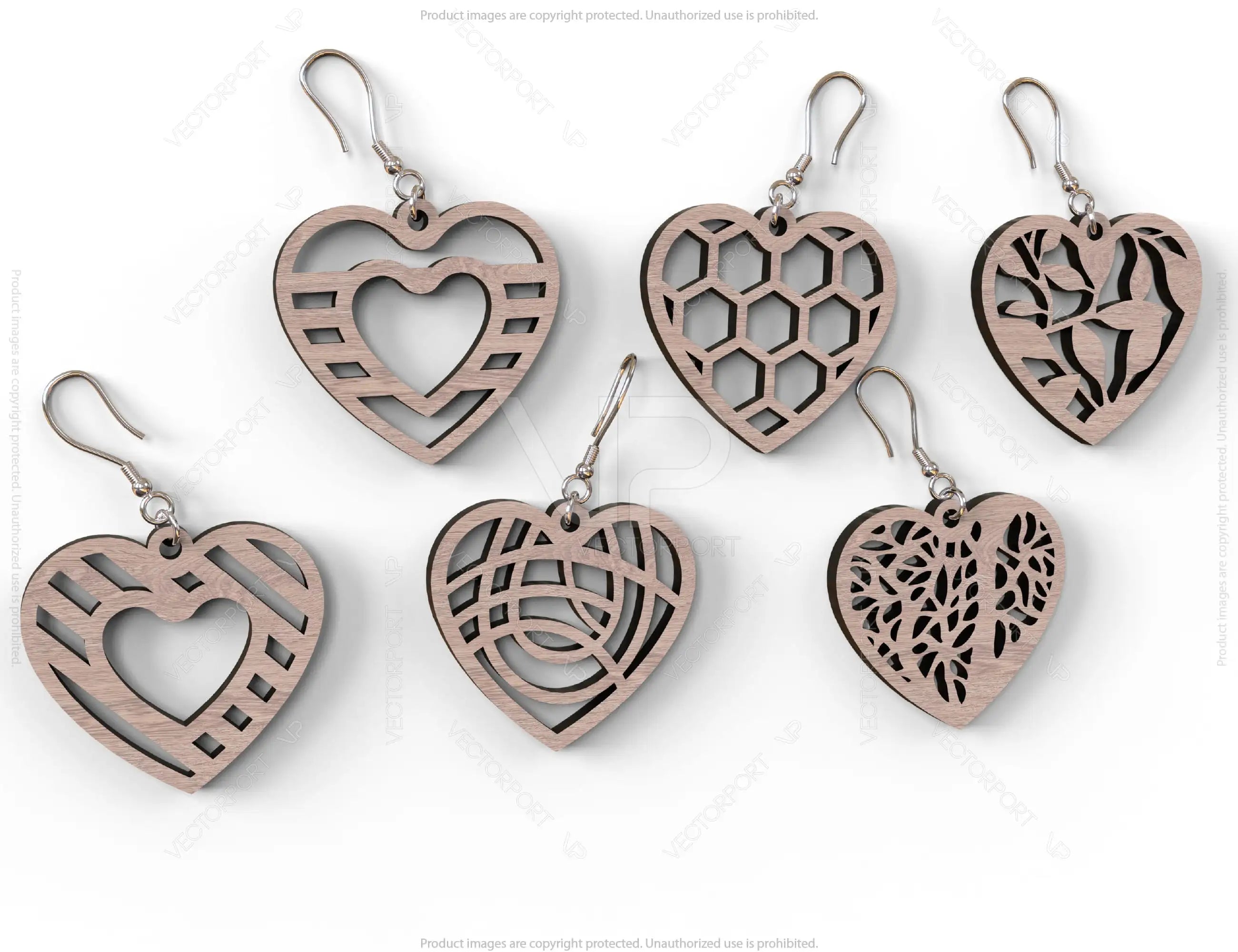 Heart Earring Svg 30 styles Glowforge Cricut Jewelry Pendants  laser cut | SVG, DXF, AI |#048|