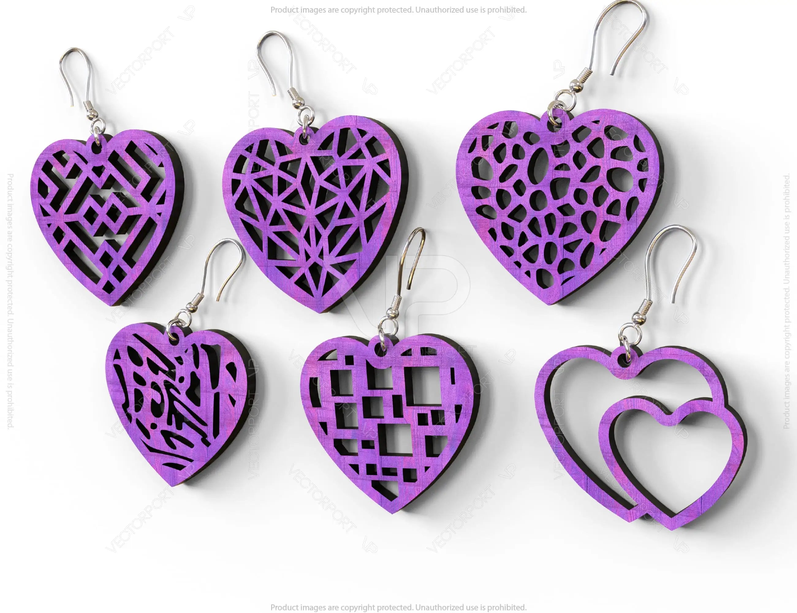 Heart Earring Svg 30 styles Glowforge Cricut Jewelry Pendants  laser cut | SVG, DXF, AI |#048|