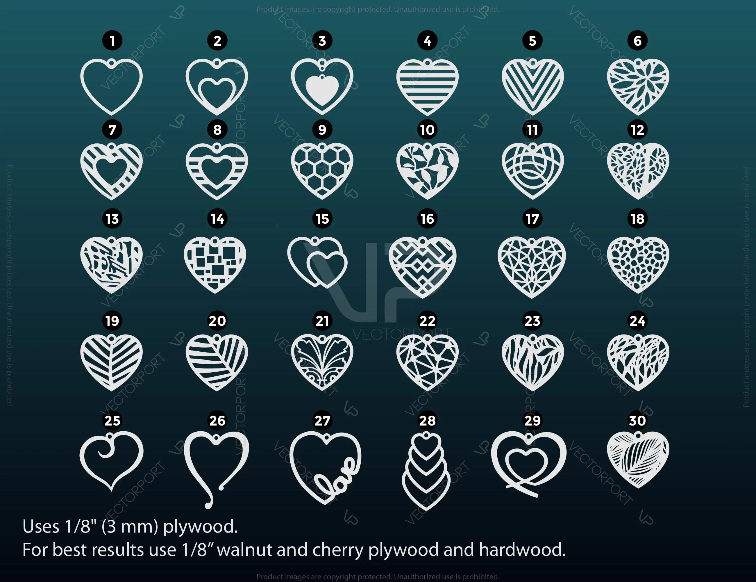 Heart Earring Svg 30 styles Glowforge Cricut Jewelry Pendants  laser cut | SVG, DXF, AI |#048|