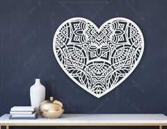 Modern doodle heart shape mandala art design 25 different | SVG, DXF, AI |#049|