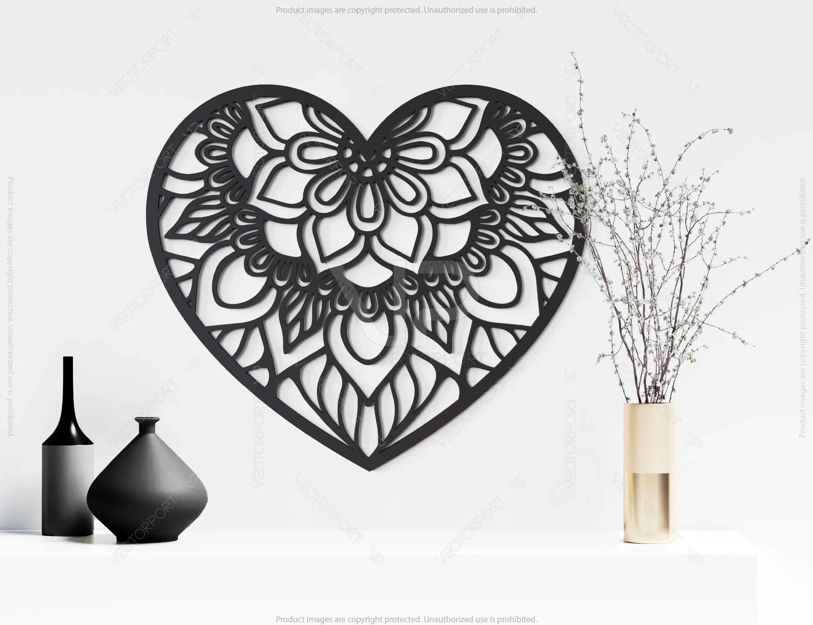 Modern doodle heart shape mandala art design 25 different | SVG, DXF, AI |#049|