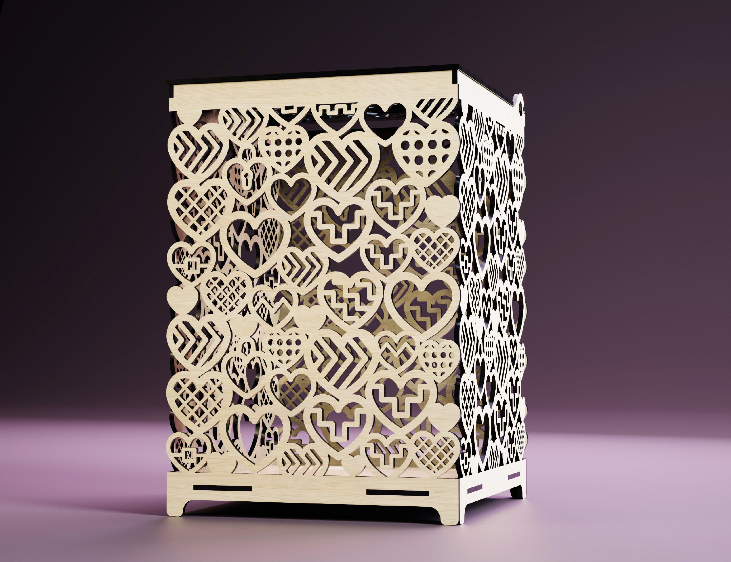 Heart Pattern Decorative Wedding Gift Card Box Decoration Wooden Card Money Box Case With Lock Envelope Invitation Box SVG |#U053|