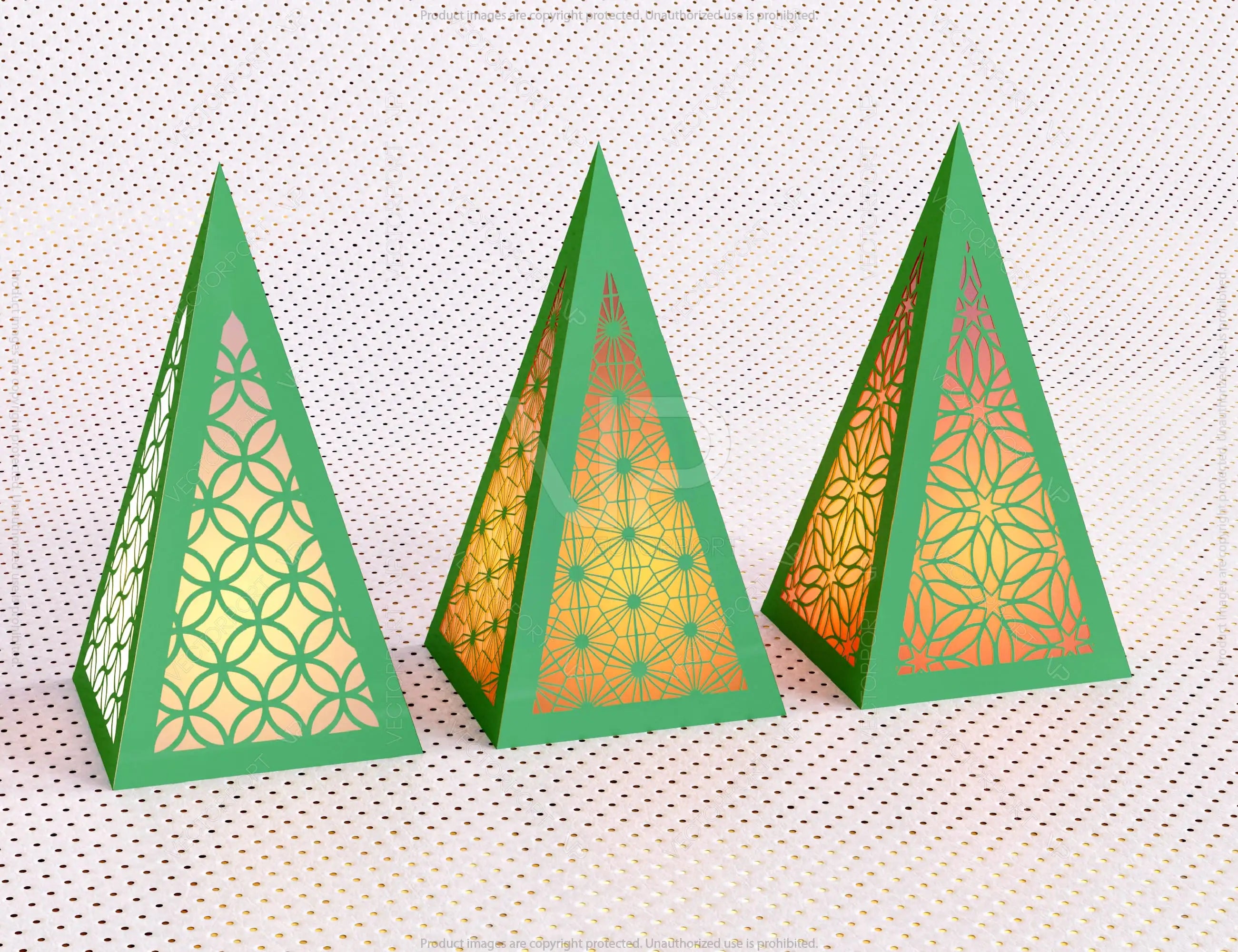 Christmas Tree Papercut Lanterns Candle Holder SVG Laser Cut Lamp Tea light | SVG, DXF, AI |#058|