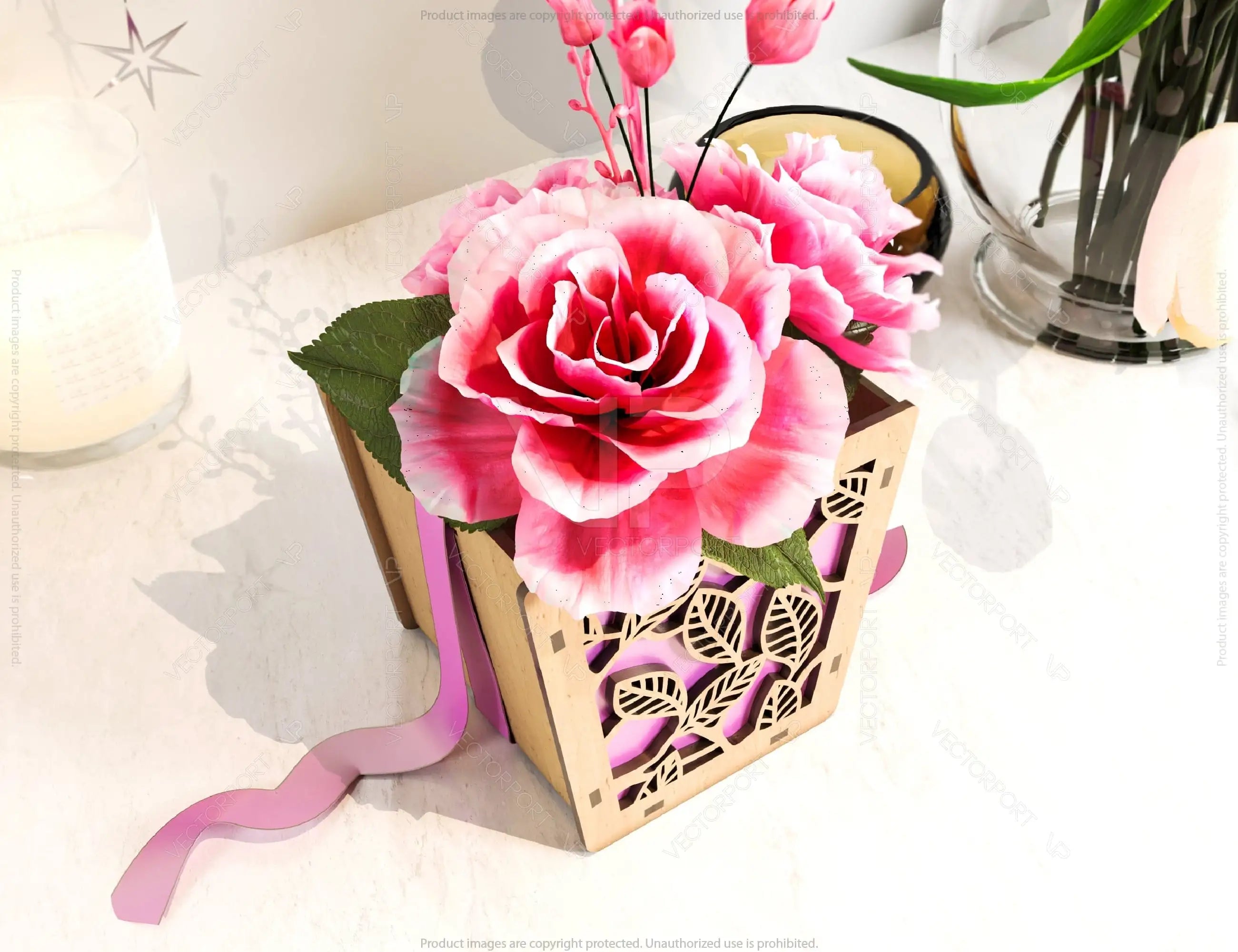Leaves Box Laser cut Gift box Envelope Home Décor Decorative Wedding Card Box Decoration Wooden Case Invitation Box SVG |#U059|