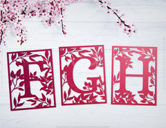 Spring in bloom Floral Frame Monogram Alphabet Letters Vector | SVG, DXF, AI |#059|