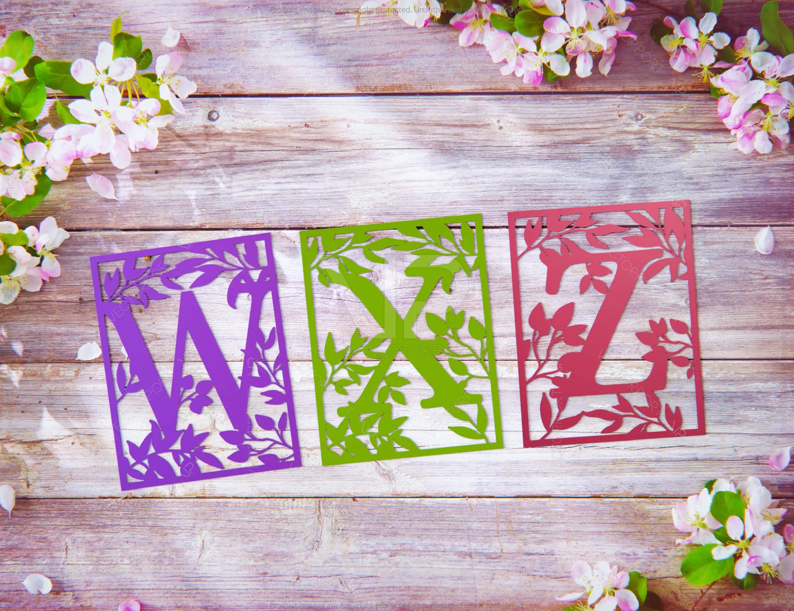 Spring in bloom Floral Frame Monogram Alphabet Letters Vector | SVG, DXF, AI |#059|