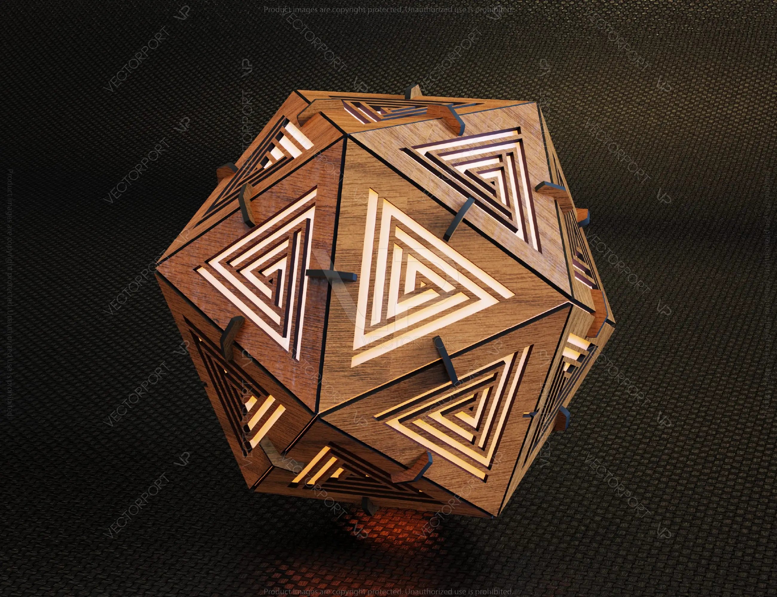 Icosahedron 4 different lasercut wood triangle shadow lamp Tea light Lantern Votive Gift | SVG, DXF, AI |#060|