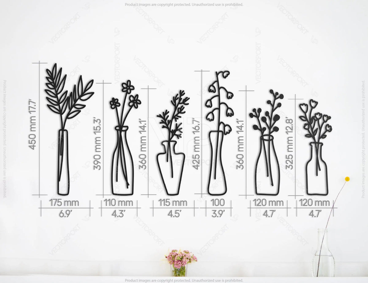 Plant Wall Decor Metal Flower Pot Laser Cut | SVG, DXF, AI |#062|