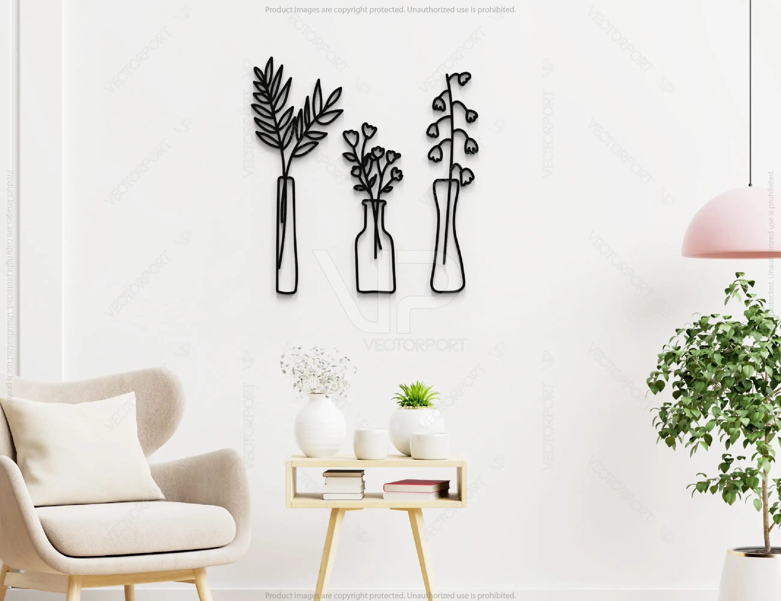 Plant Wall Decor Metal Flower Pot Laser Cut | SVG, DXF, AI |#062|